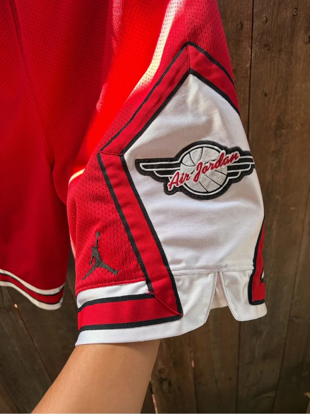 Air Jordan Red Y2K Athletic Basketball Shorts with White Trim